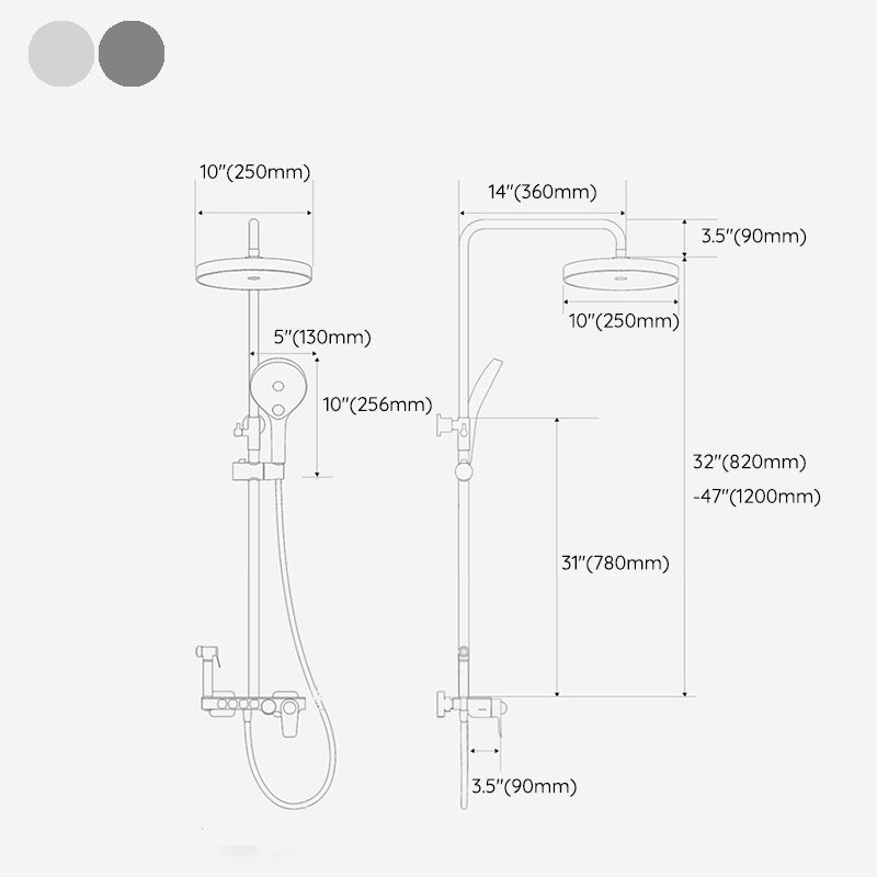 Contemporary Shower Set Dual Shower Head Slide Bar Thermostatic Wall Mounted Shower System