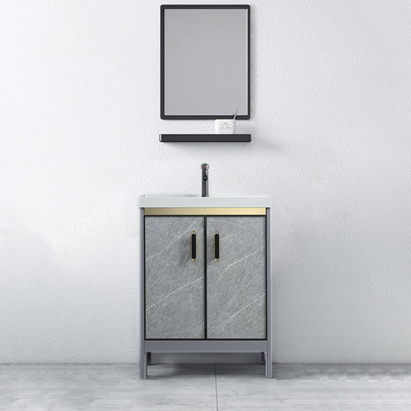 Freestanding Aluminium Bathroom Sink Vanity Gray with Faucet Bathroom Vanity Cabinet