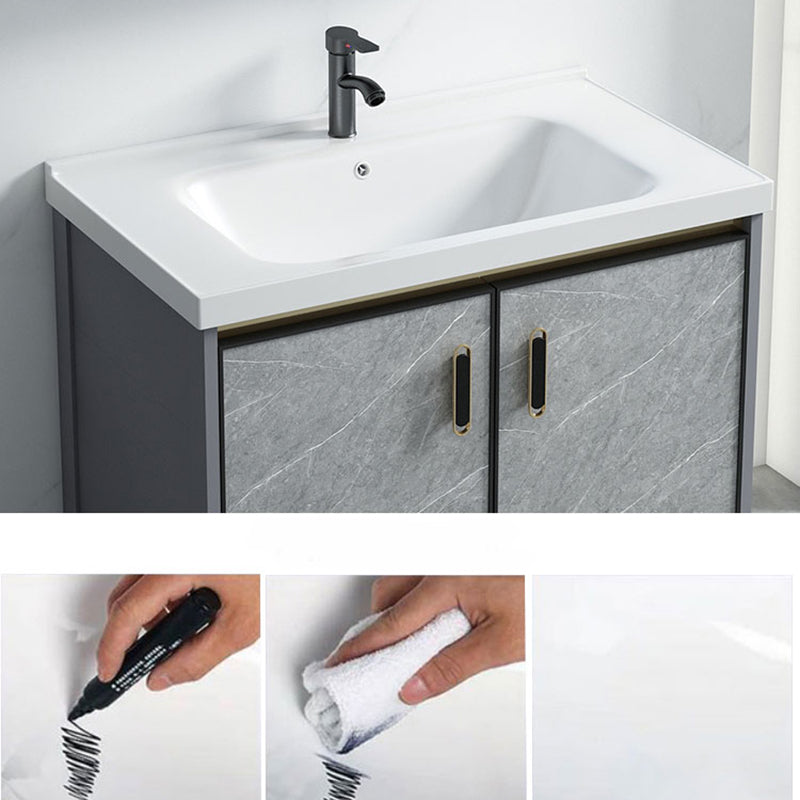 Freestanding Aluminium Bathroom Sink Vanity Gray with Faucet Bathroom Vanity Cabinet