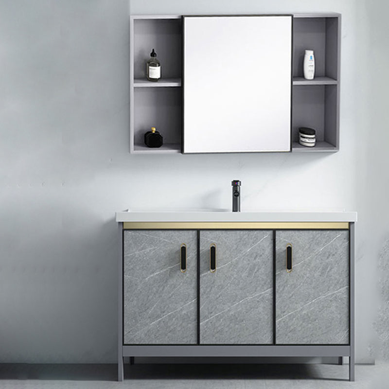 Freestanding Aluminium Bathroom Sink Vanity Gray with Faucet Bathroom Vanity Cabinet