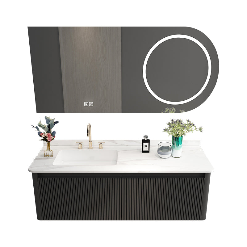 Gorgeous Black Sink Vanity Wooden Wall-Mounted Bathroom Vanity Cabinet with Mirror