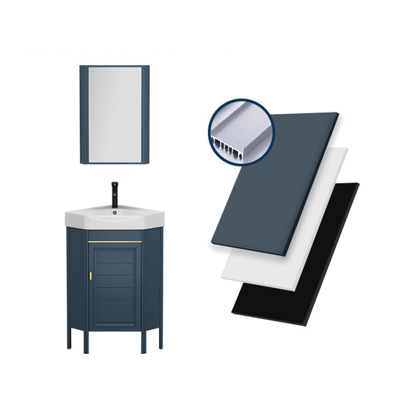 Gorgeous Sink Cabinet Blue Tone Free-standing Corner Bathroom Vanity