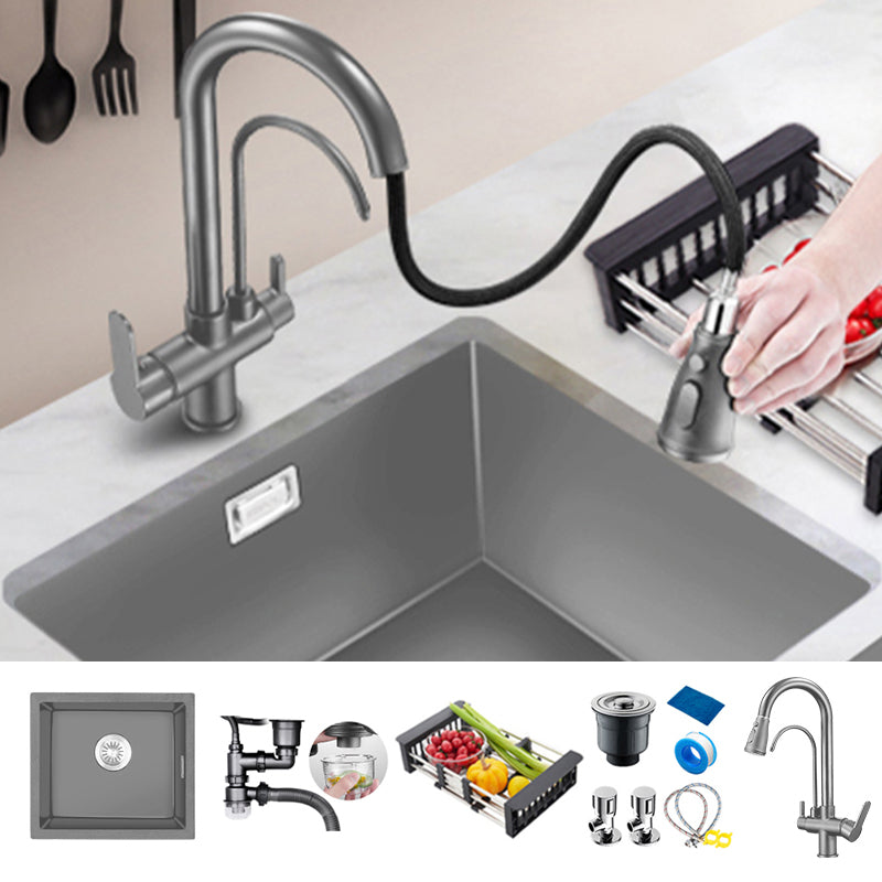 Rectangle Stainless Steel Kitchen Sink with Basket Strainer Sink