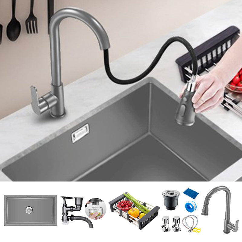 Rectangle Stainless Steel Kitchen Sink with Basket Strainer Sink