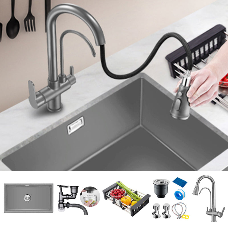 Rectangle Stainless Steel Kitchen Sink with Basket Strainer Sink