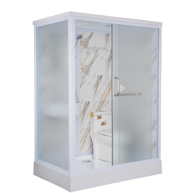 Contemporary Frosted Shower Stall Framed Single Sliding Shower Stall