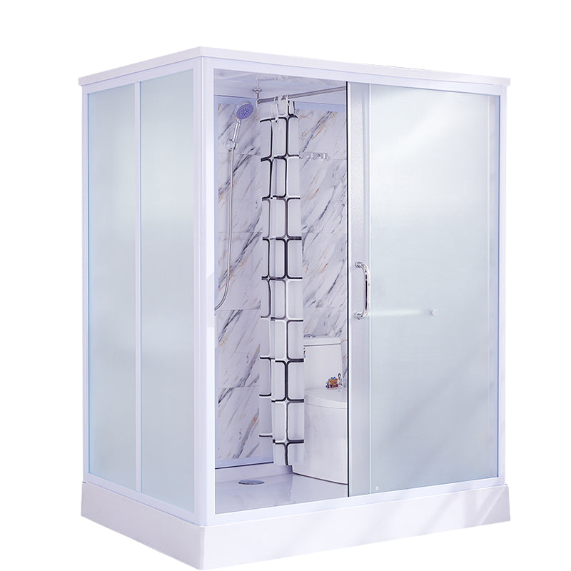 Contemporary Frosted Shower Stall Framed Single Sliding Shower Stall