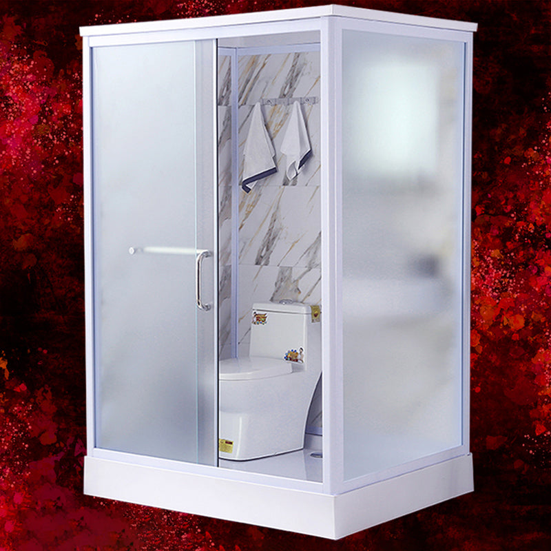 Contemporary Frosted Shower Stall Framed Single Sliding Shower Stall