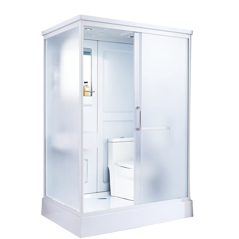 Contemporary Frosted Shower Stall Framed Single Sliding Shower Stall