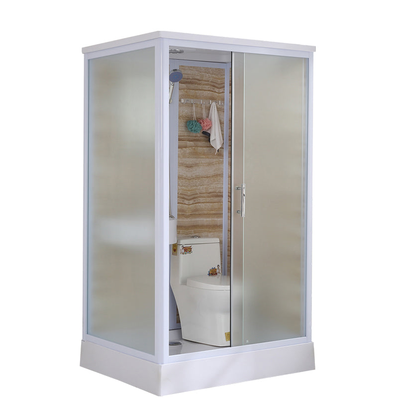 Contemporary Frosted Shower Stall Framed Single Sliding Shower Stall