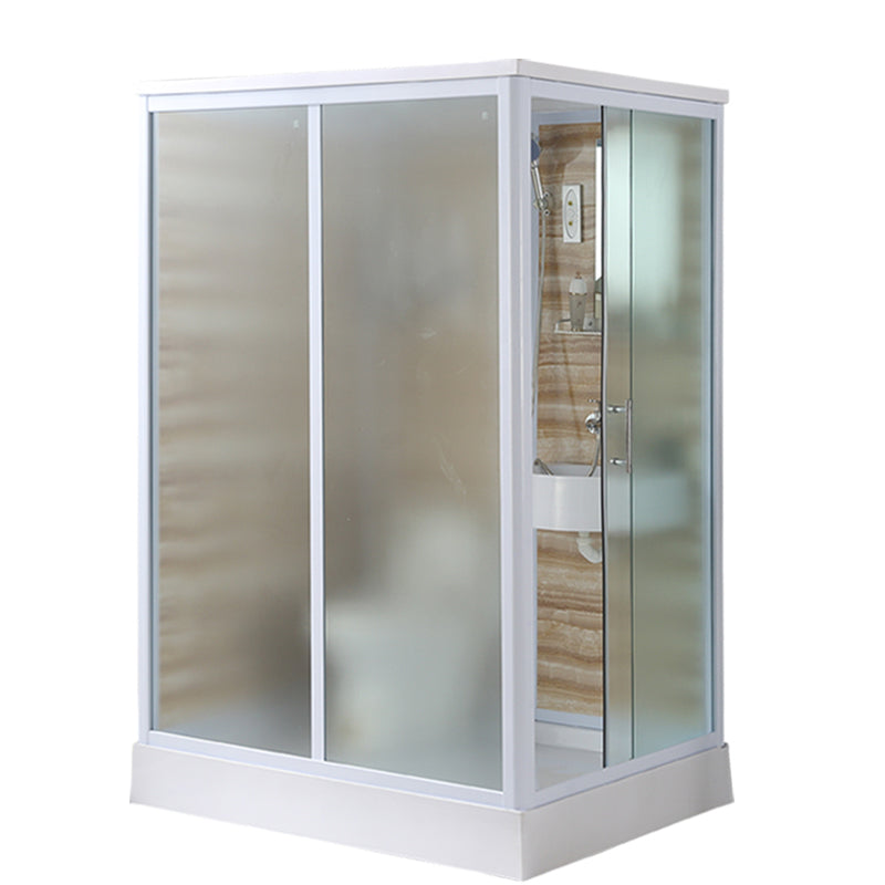 Contemporary Frosted Shower Stall Framed Single Sliding Shower Stall