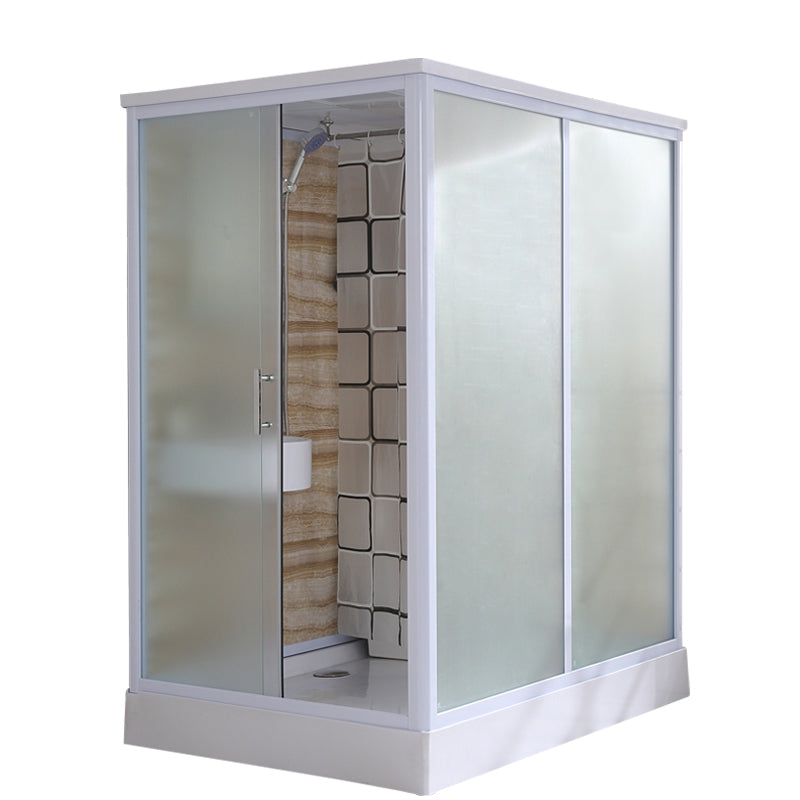 Contemporary Frosted Shower Stall Framed Single Sliding Shower Stall