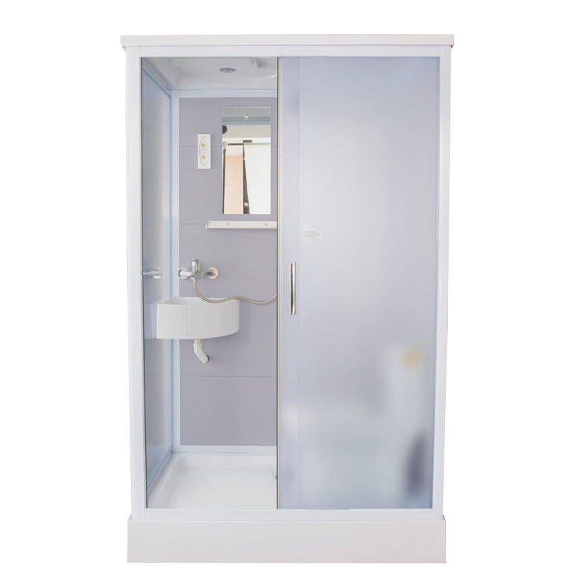 Contemporary Frosted Shower Stall Framed Single Sliding Shower Stall