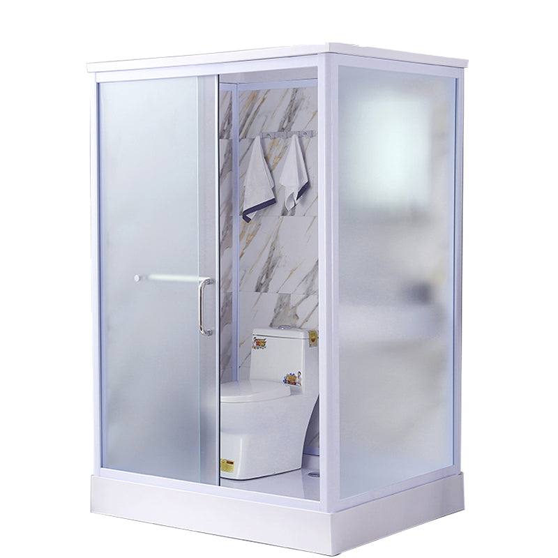 Contemporary Frosted Shower Stall Framed Single Sliding Shower Stall