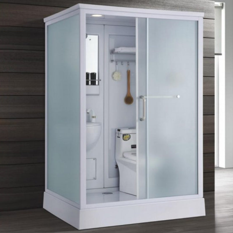 Contemporary Shower Enclosure Frosted Rectangle Shower Enclosure in White