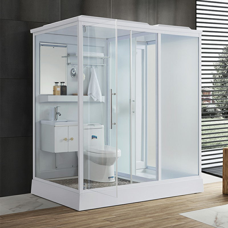 Contemporary Shower Enclosure Frosted Rectangle Shower Enclosure in White