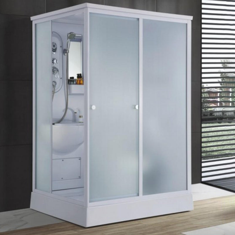 Contemporary Shower Enclosure Frosted Rectangle Shower Enclosure in White