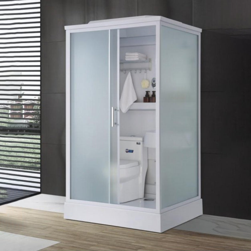 Contemporary Shower Enclosure Frosted Rectangle Shower Enclosure in White