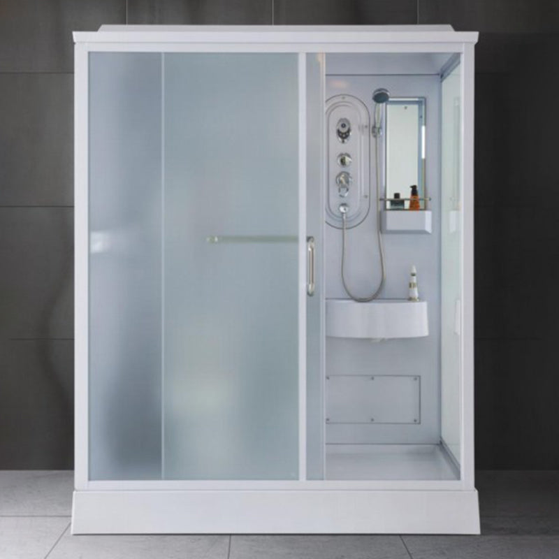 Contemporary Shower Enclosure Frosted Rectangle Shower Enclosure in White