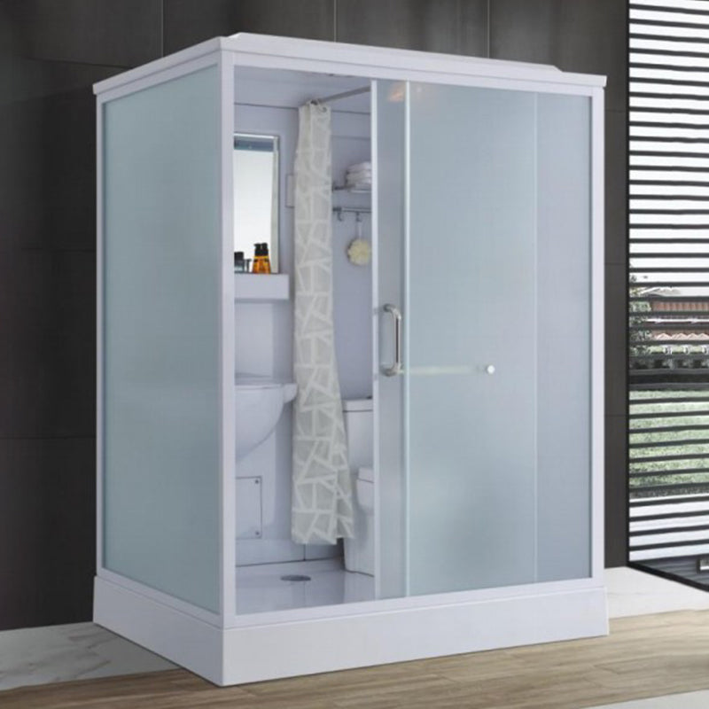 Contemporary Shower Enclosure Frosted Rectangle Shower Enclosure in White