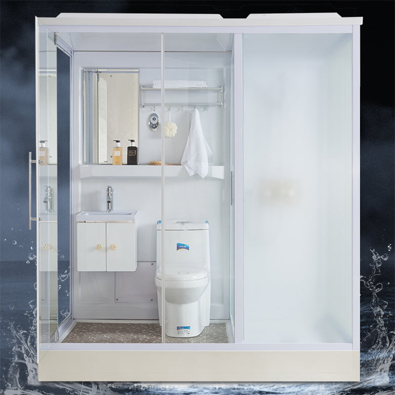 Contemporary Shower Enclosure Frosted Rectangle Shower Enclosure in White