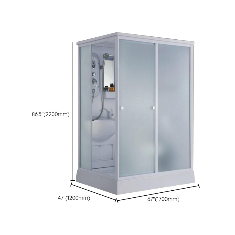 Contemporary Shower Enclosure Frosted Rectangle Shower Enclosure in White