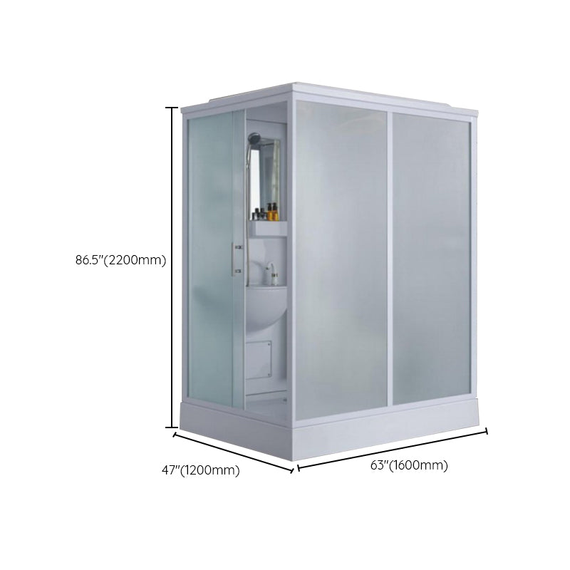 Contemporary Shower Enclosure Frosted Rectangle Shower Enclosure in White