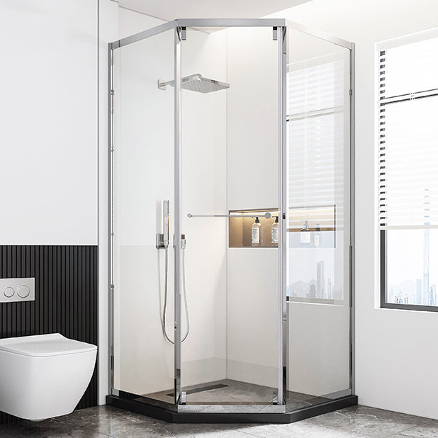 Contemporary Plain Shower Enclosure Neo-Angle Clear Semi-Frameless Shower Enclosure