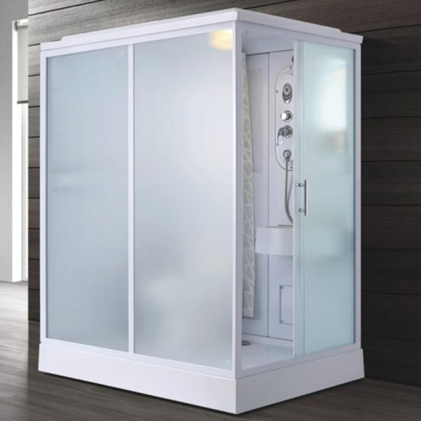 Contemporary Shower Stall Single Sliding Clear Shower Stall in White