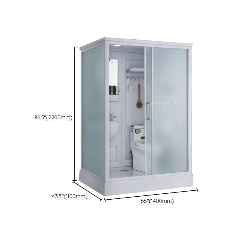 Contemporary Shower Stall Single Sliding Clear Shower Stall in White