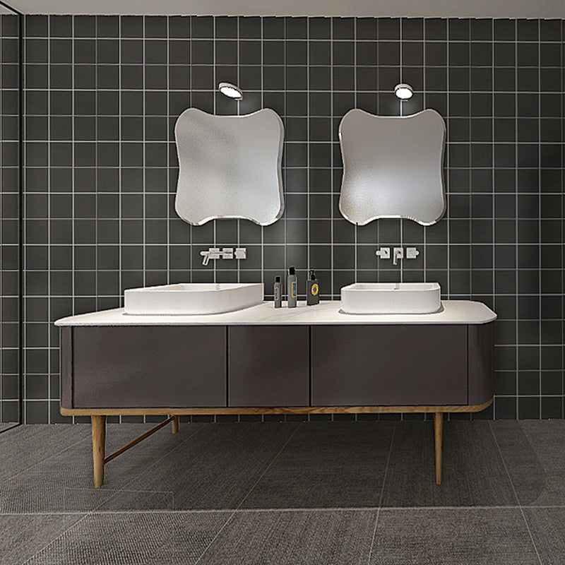 Rectangular Ceramic Matte Singular Tile Plaid Pattern Bathroom Floor