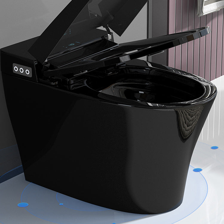 Elongated Smart Bidet Black Ceramic One-Piece Smart Toilet Bidet