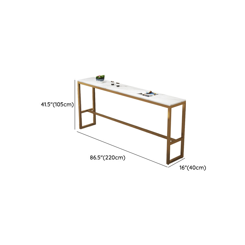 Modern Bar Height Table White Faux Marble Top Bistro Table with Gold Base