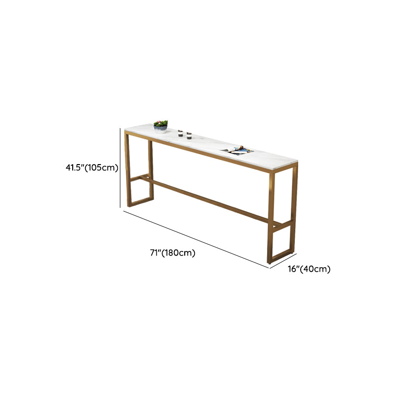 Modern Bar Height Table White Faux Marble Top Bistro Table with Gold Base