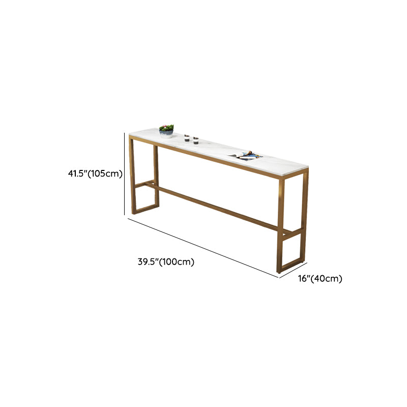 Modern Bar Height Table White Faux Marble Top Bistro Table with Gold Base