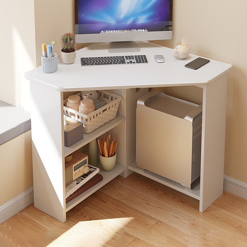 Contemporary Engineered Wood Writing Desk Home Office Desk with Shelves