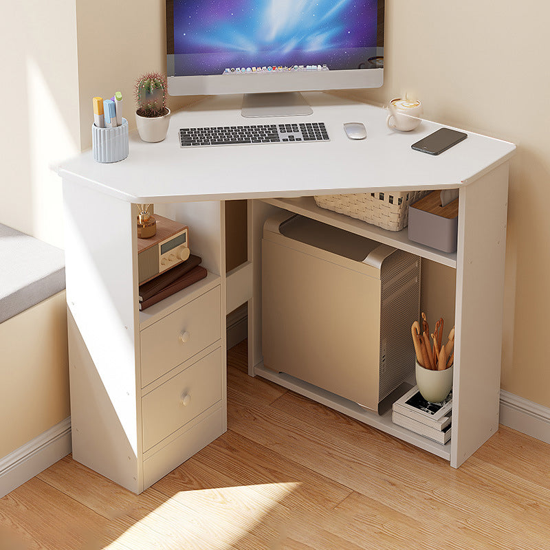 Contemporary Engineered Wood Writing Desk Home Office Desk with Shelves