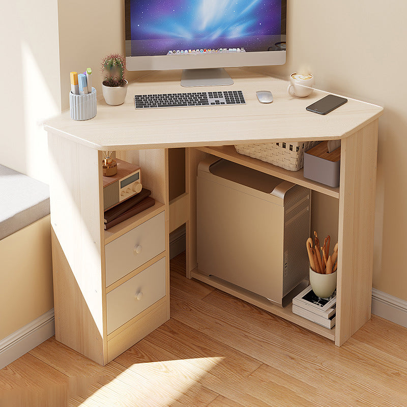 Contemporary Engineered Wood Writing Desk Home Office Desk with Shelves