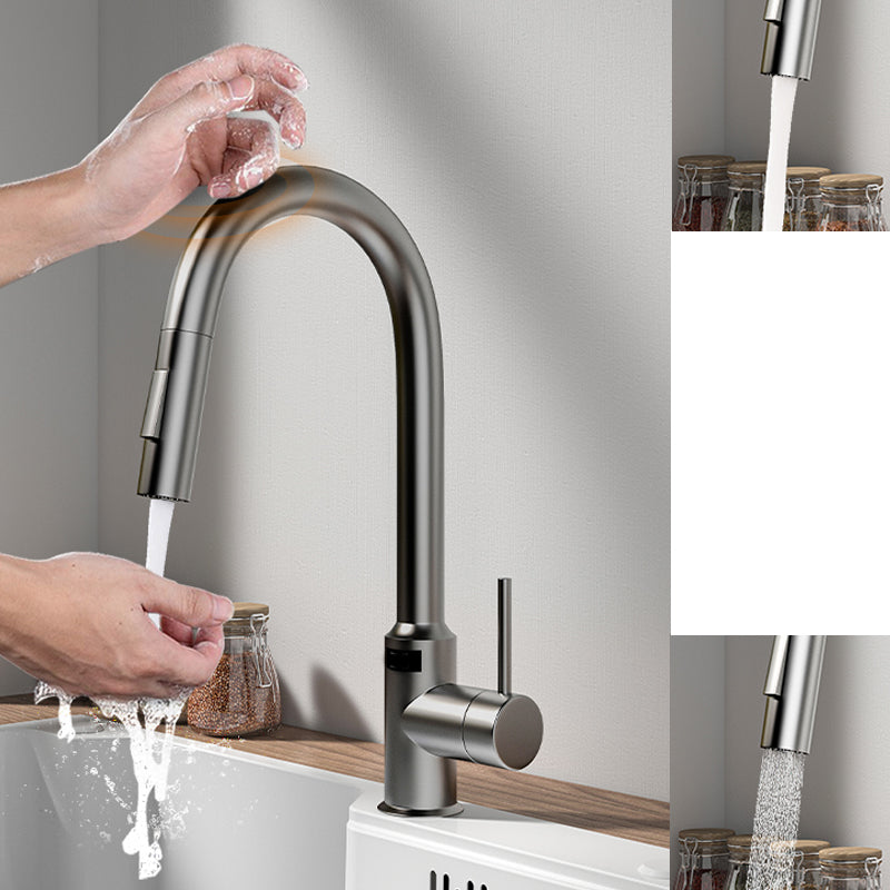 Modern Standard Bar Faucet 1-Handle with Pull down Sprayer Kitchen Faucet