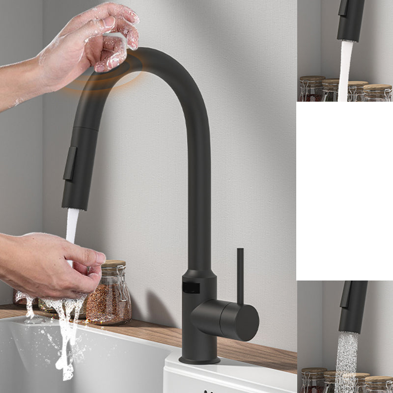 Modern Standard Bar Faucet 1-Handle with Pull down Sprayer Kitchen Faucet