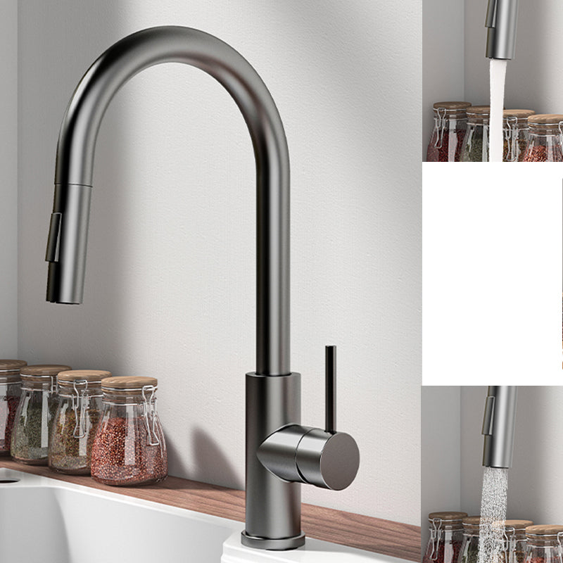 Modern Standard Bar Faucet 1-Handle with Pull down Sprayer Kitchen Faucet