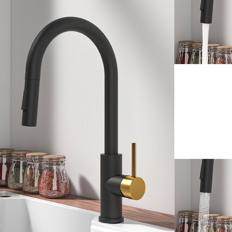 Modern Standard Bar Faucet 1-Handle with Pull down Sprayer Kitchen Faucet