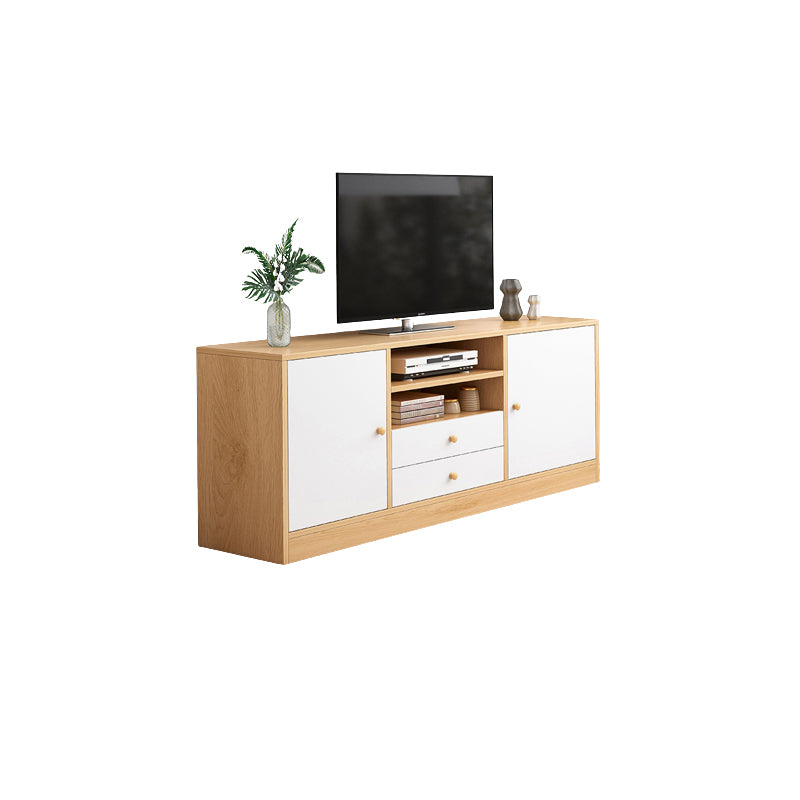 Contemporary TV Stand Engineered Wood Open Storage TV Media Console with Media Shelves