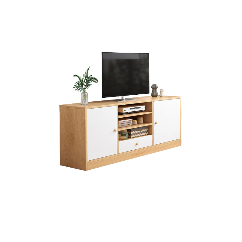 Contemporary TV Stand Engineered Wood Open Storage TV Media Console with Media Shelves