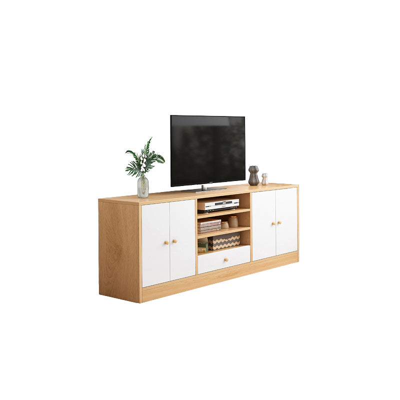 Contemporary TV Stand Engineered Wood Open Storage TV Media Console with Media Shelves