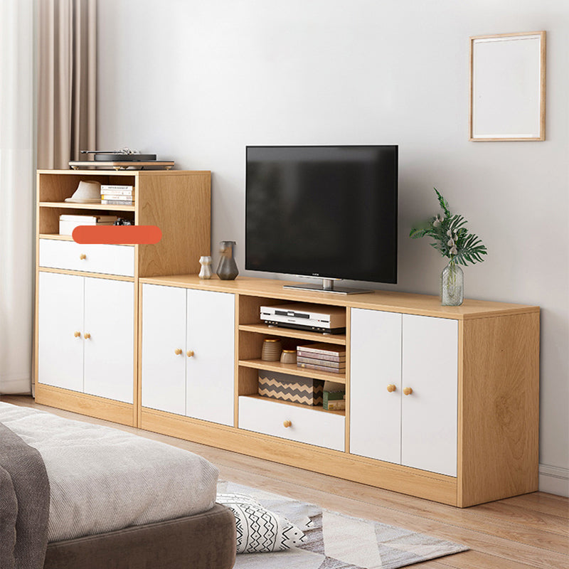 Contemporary TV Stand Engineered Wood Open Storage TV Media Console with Media Shelves