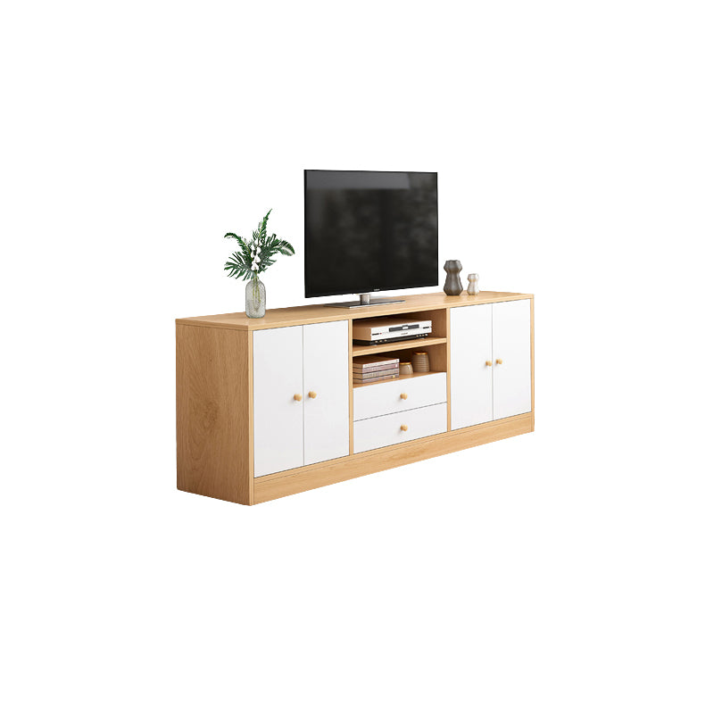 Contemporary TV Stand Engineered Wood Open Storage TV Media Console with Media Shelves