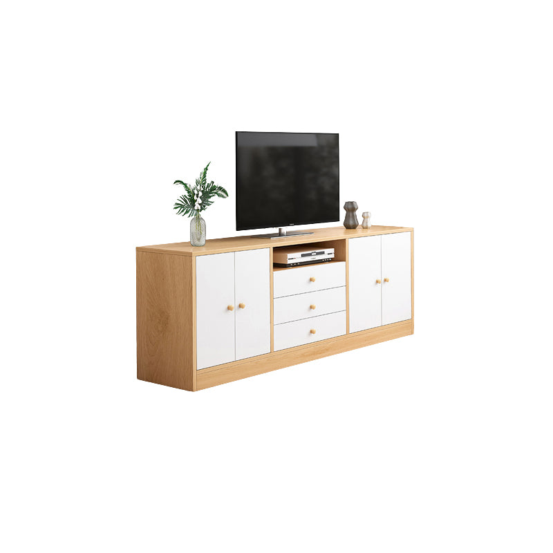 Contemporary TV Stand Engineered Wood Open Storage TV Media Console with Media Shelves