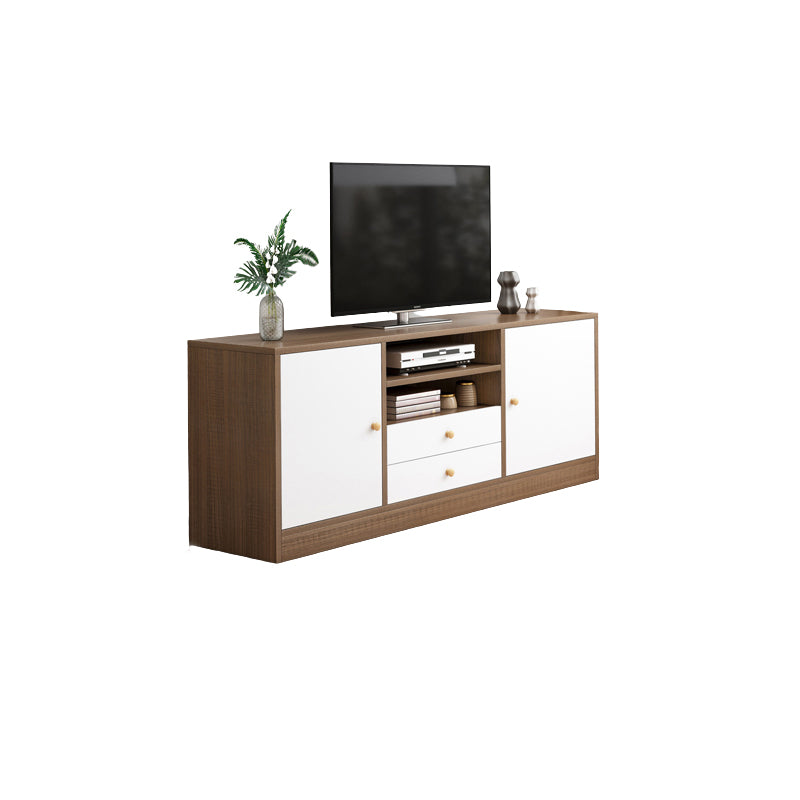 Contemporary TV Stand Engineered Wood Open Storage TV Media Console with Media Shelves