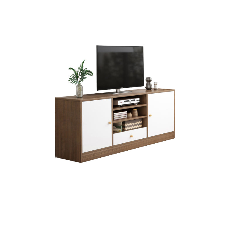 Contemporary TV Stand Engineered Wood Open Storage TV Media Console with Media Shelves